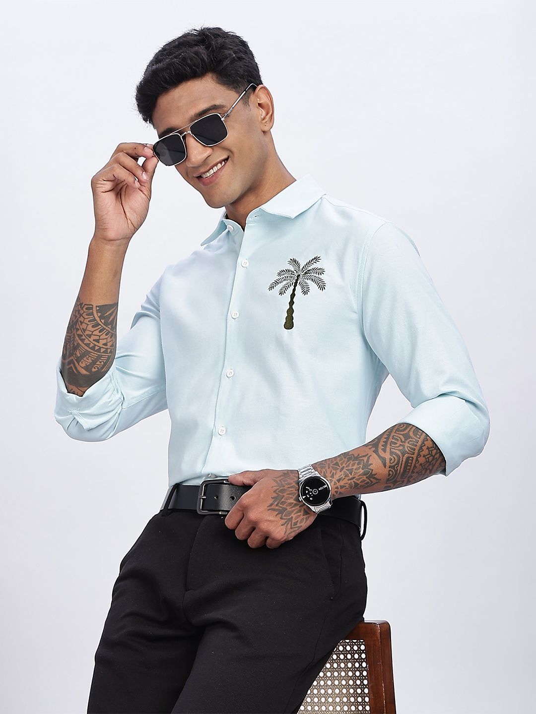 Eszett Embroidered Long Sleeves Pure Cotton Shirt-picture-36