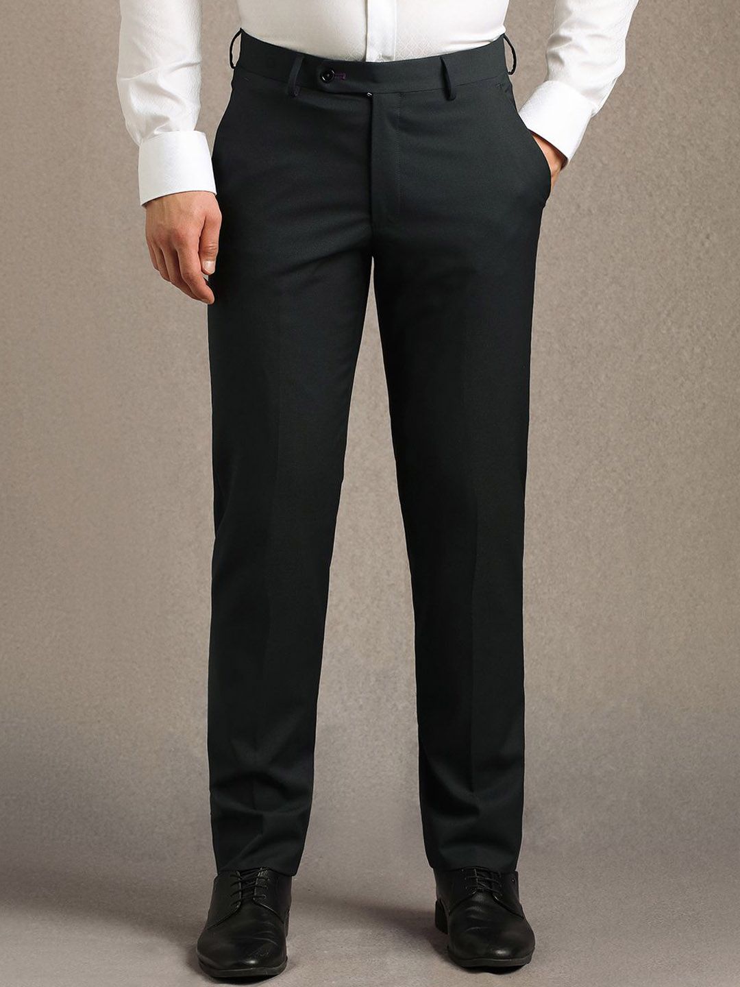 Luxure by Louis Philippe Men Textured Slim Fit Formal Trousers-picture-10