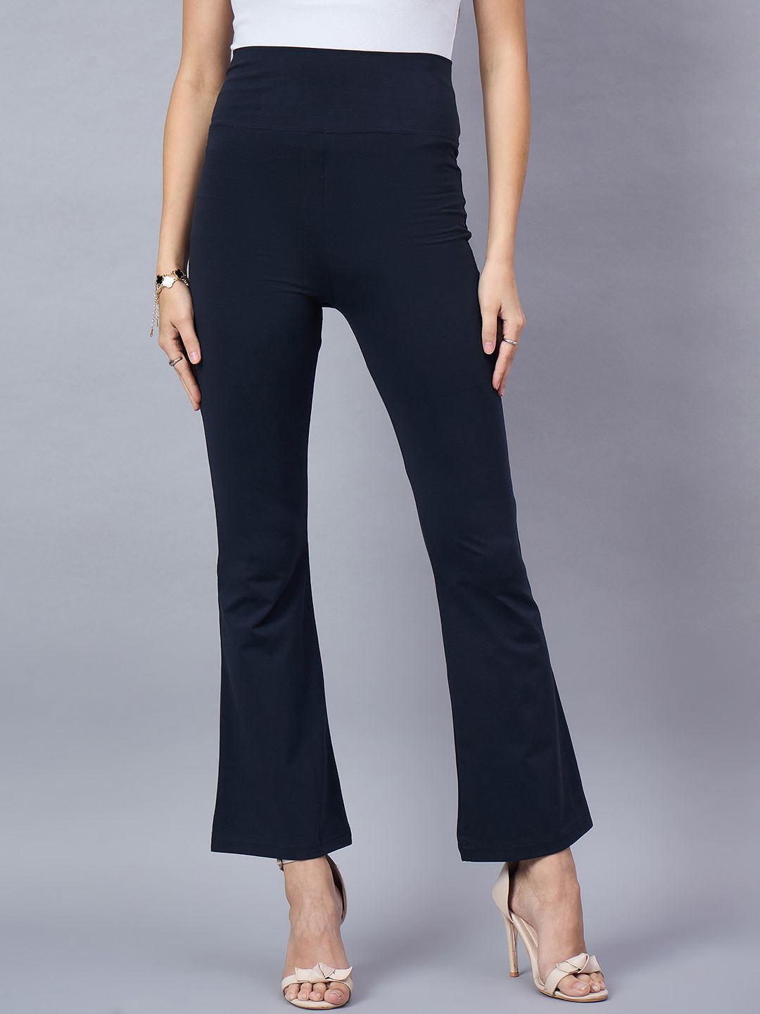 98 Degree North Women Relaxed Mid Rise Flared Bootcut Trousers-picture-14