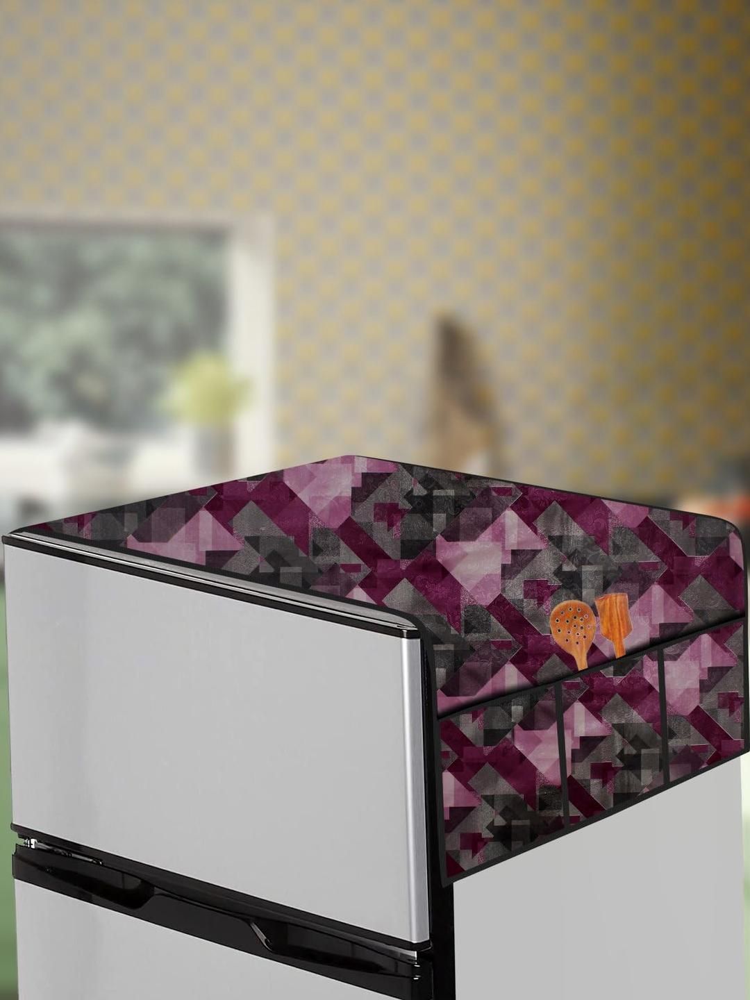 The Furnishing Tree Maroon Plastic Refrigerator Cover-picture-22