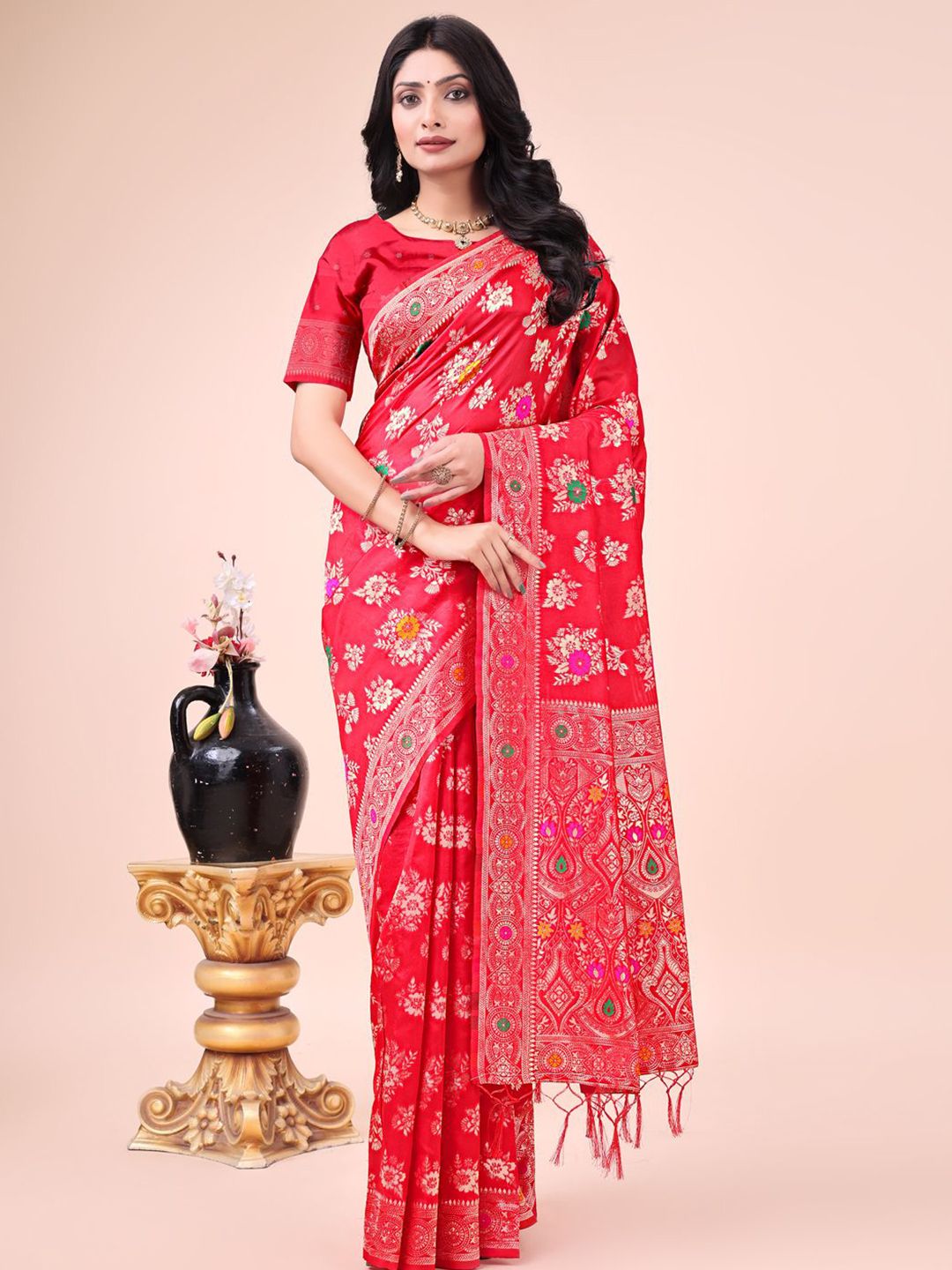 Astita Floral Woven Design Zari Banarasi Saree-picture-19