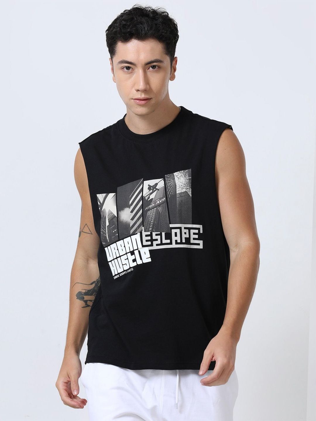 Espanshe Printed Sleeveless Pure Cotton Gym Vest-picture-50