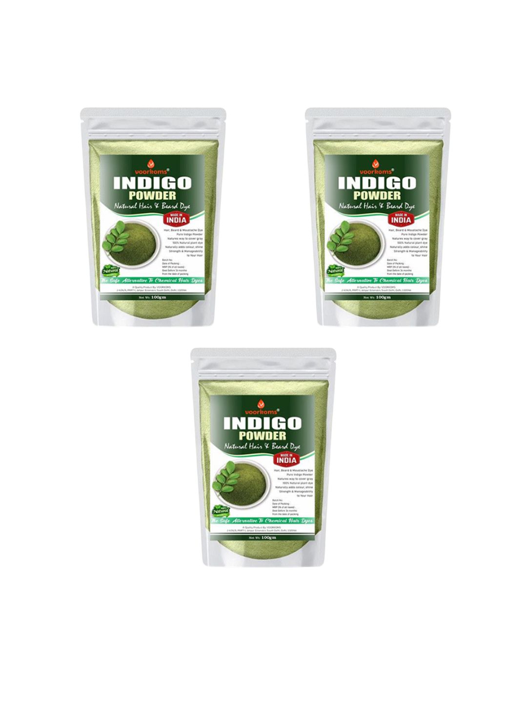 VOORKOMS Set Of 3 Indigo Powder For Hair Colour - 100 g Each-picture-13