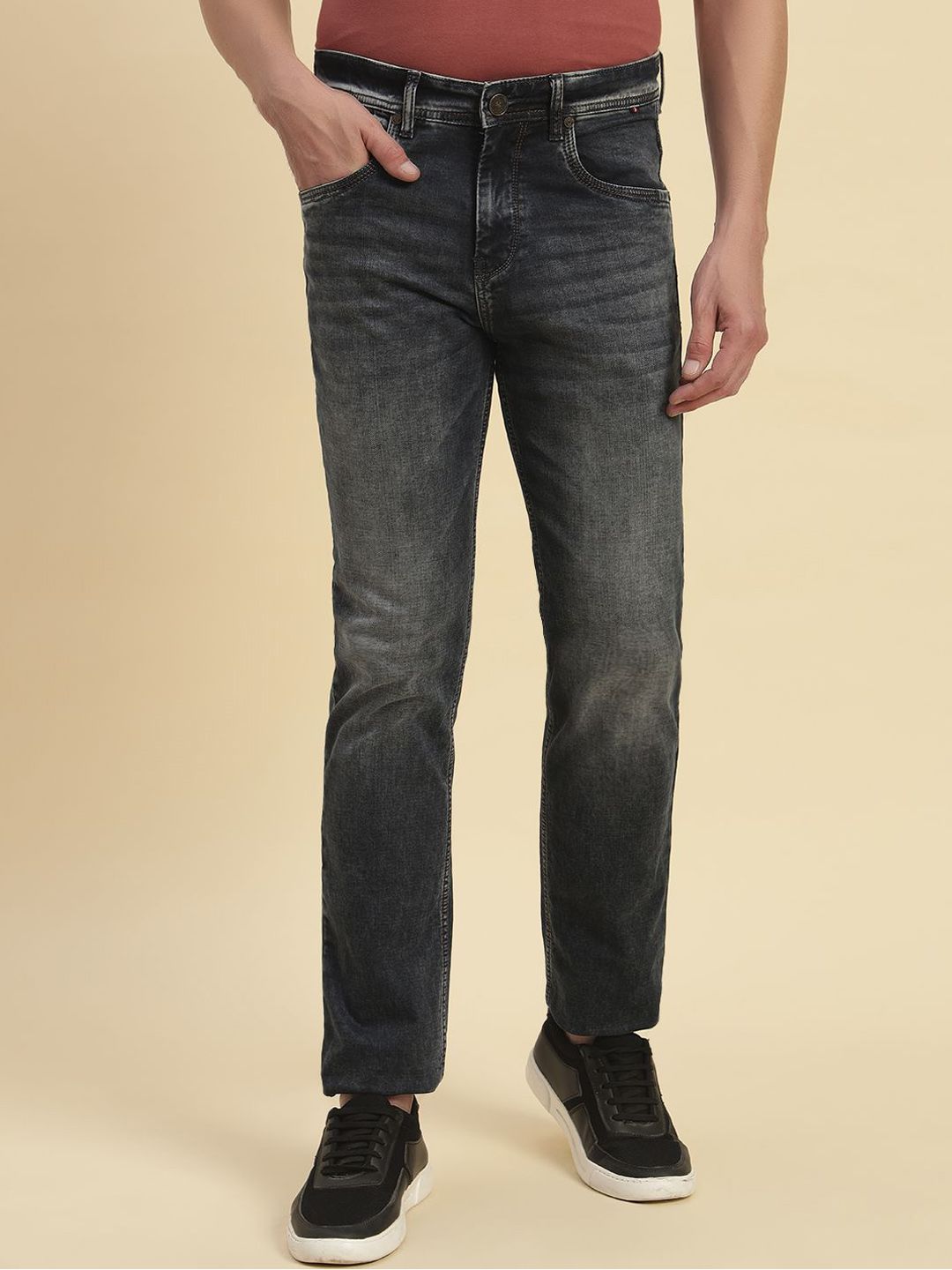 Cantabil Men Slim Fit Mid-Rise Light Fade Jeans-picture-15