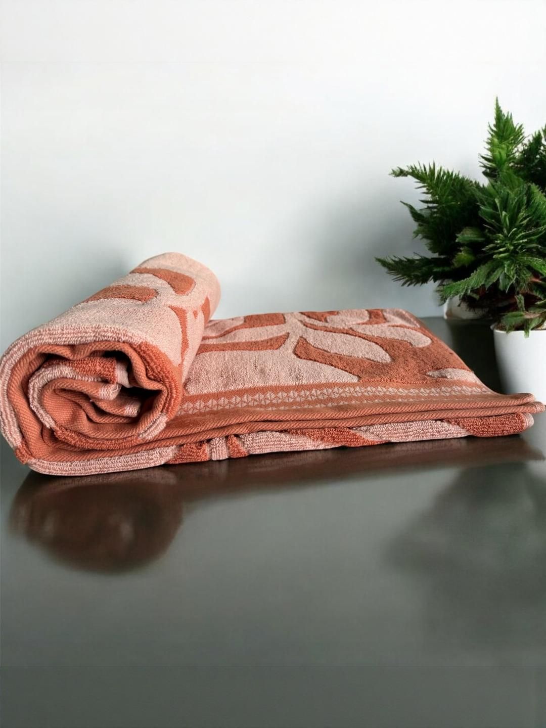 Wee Hours Peach-Coloured Printed Cotton 650 GSM Bath Towel-image-8