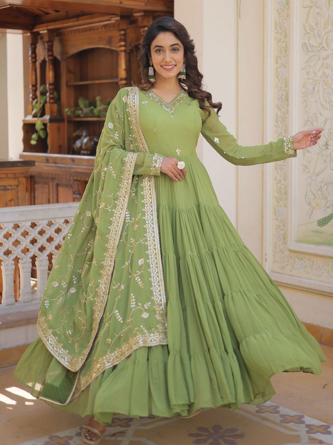 KALINI Women Embroidered Anarkali Kurta with Dupatta-picture-14