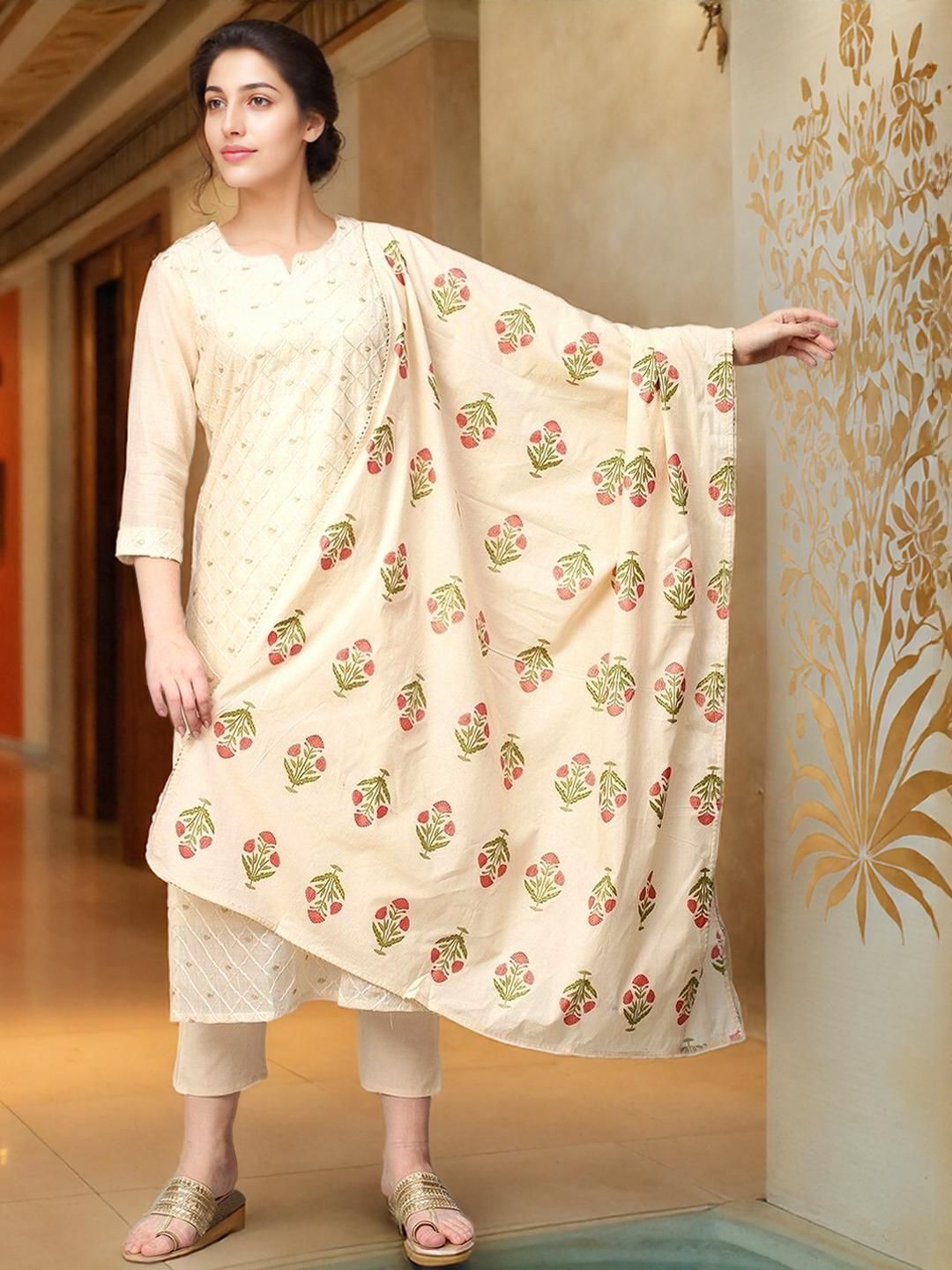 Aaghnya Women Embroidered Viscose Rayon Kurta Sets