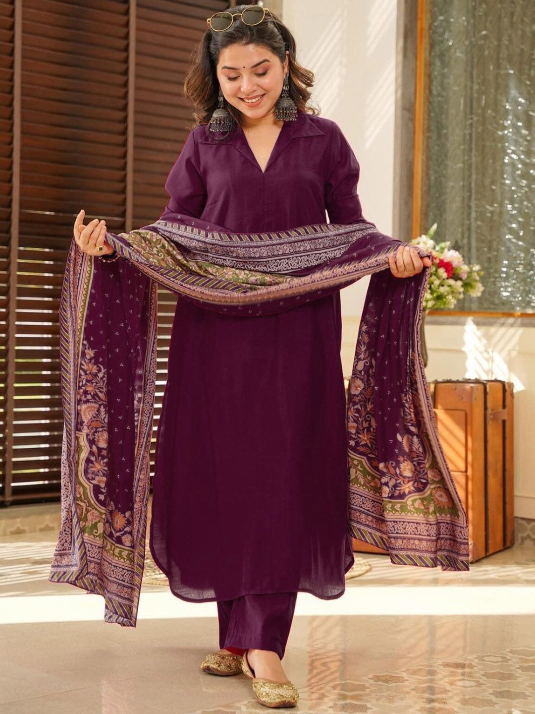 Moda Rapido Women Solid Kurta with Trousers & Dupatta