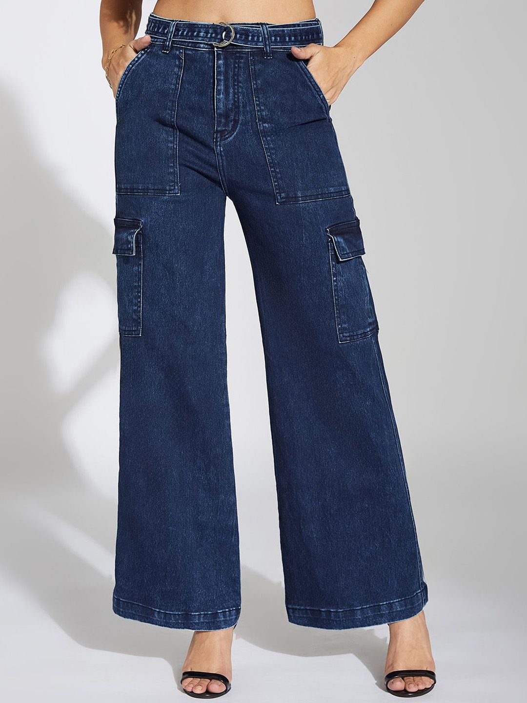 Life With Pockets Women Shadow Pounce Wide Leg High-Rise Cargo Jeans-picture-22