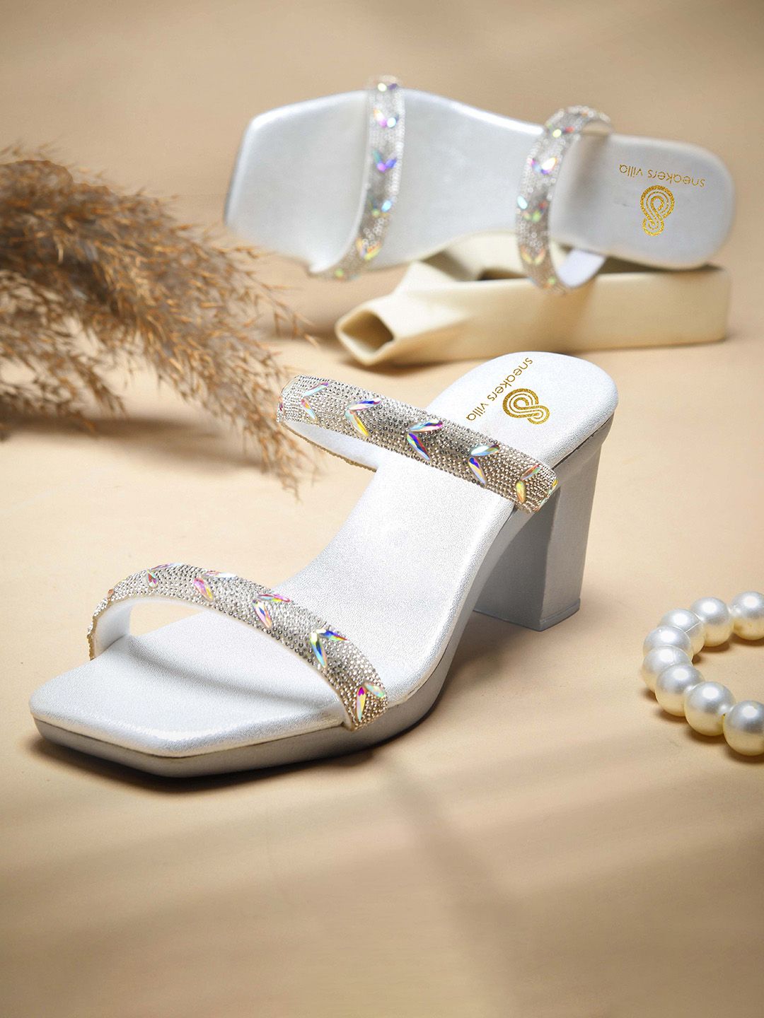 sneakers villa Women Embellished Block Heel Sandals-picture-40