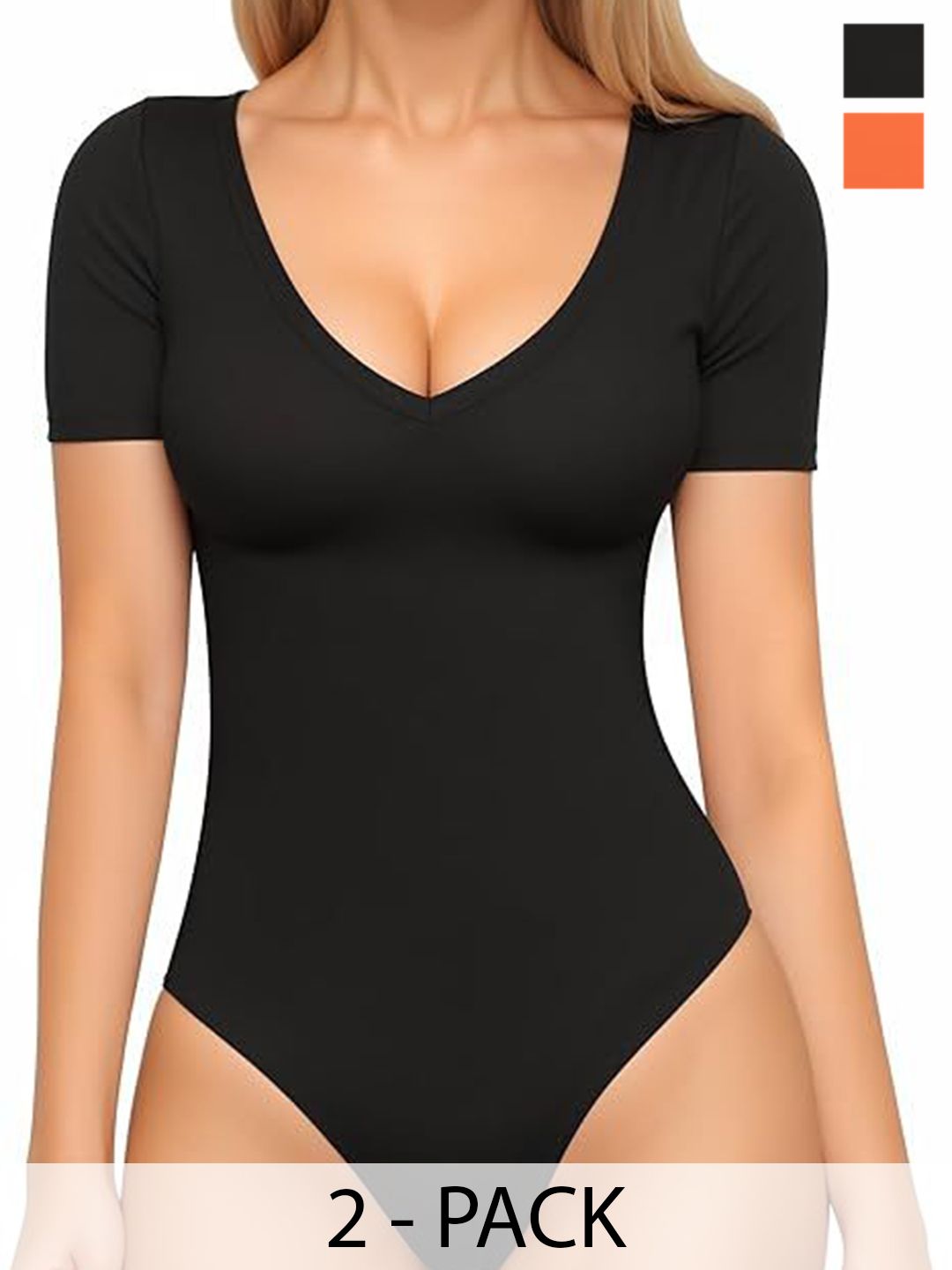 ZEROZABAR Pack Of 2 V-Neck Bodysuits-image-39