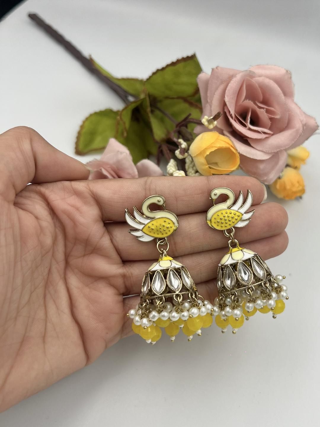 Fashion Theme Gold-Plated Brass Jhumkas Earrings-picture-26