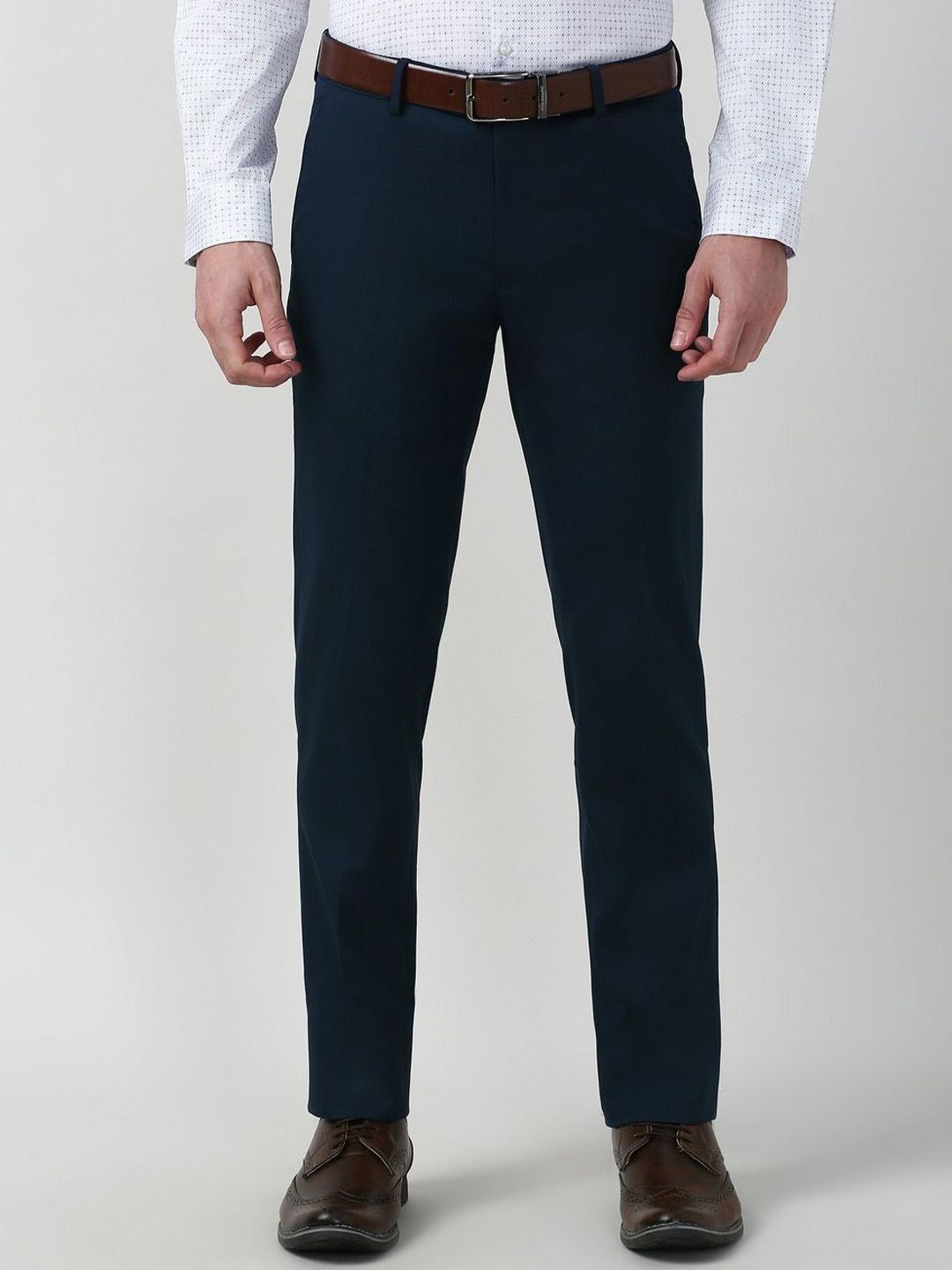 Peter England Men Slim Fit Mid-Rise Formal Trouser