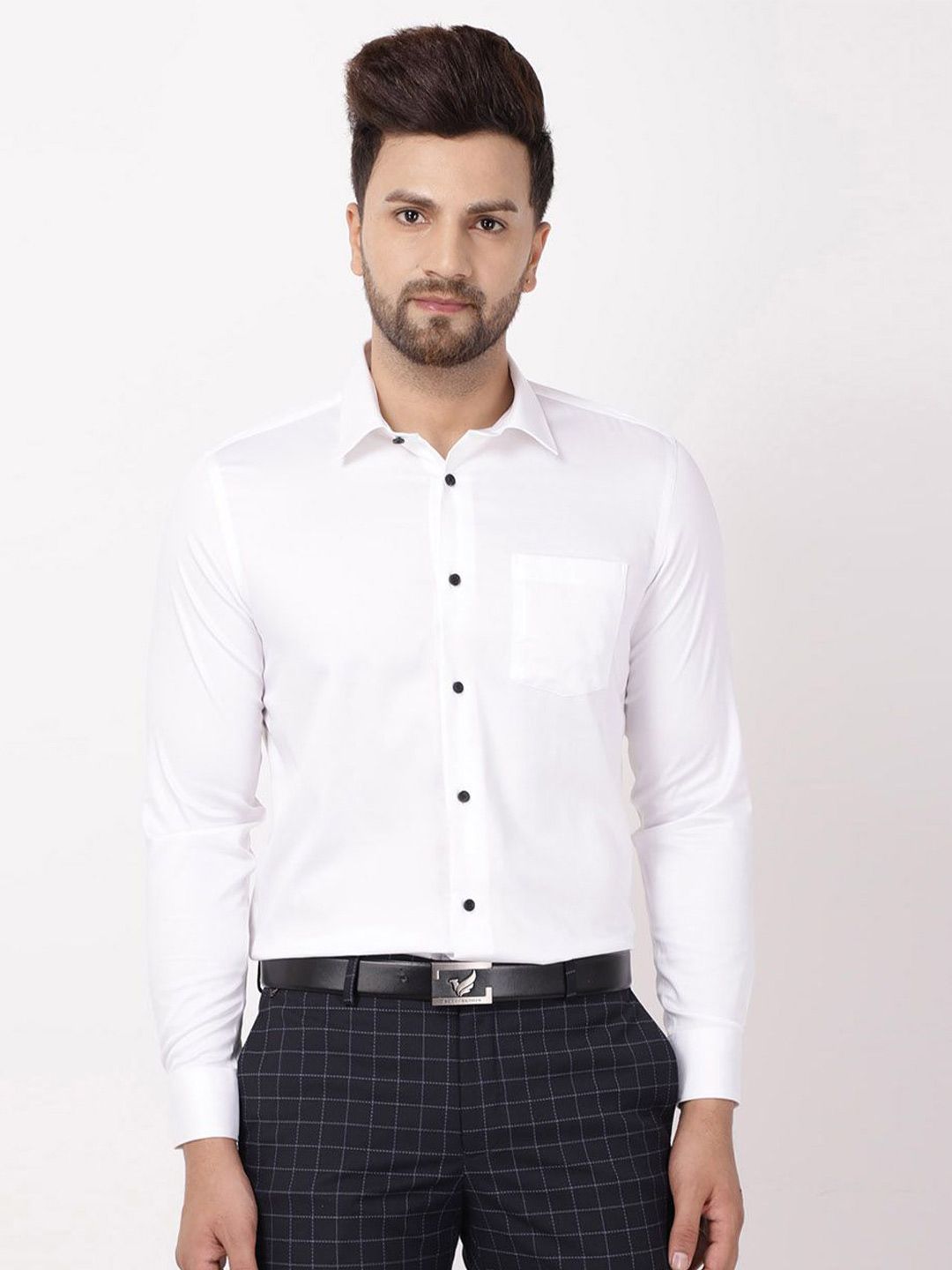 Blackberrys Men India Slim Fit Solid Spread Collar Formal Cotton Shirt-image-7