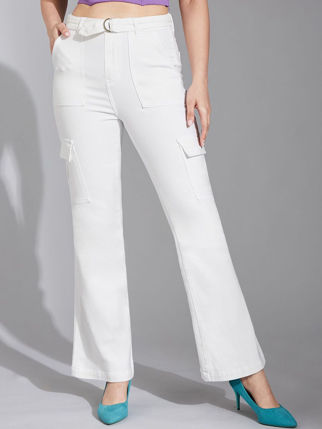 Life With Pockets Women Wide Leg High-Rise Stretchable Cargo Styles Jeans-picture-23