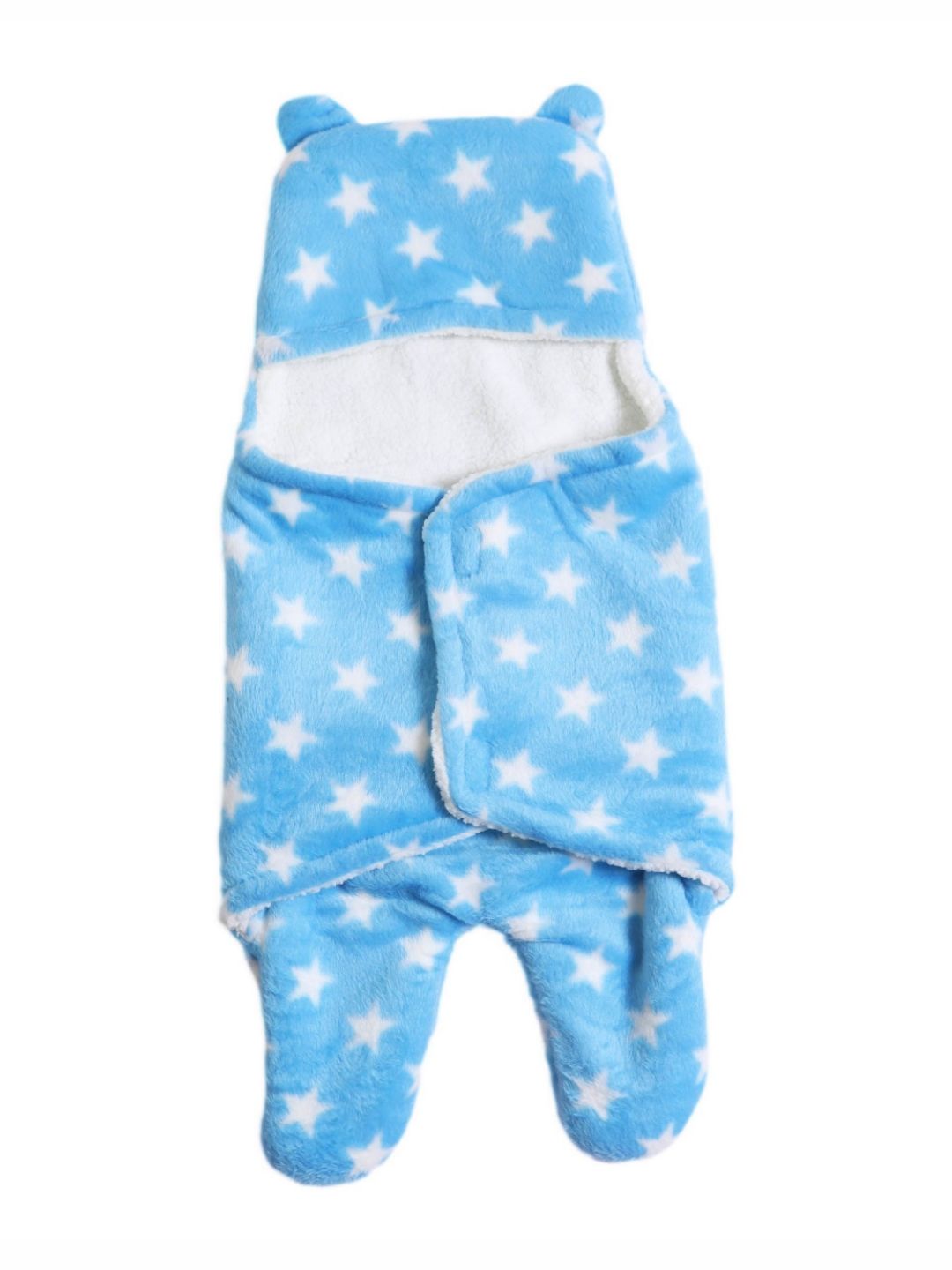 FIRST SLEEP Kids Turquoise Blue Printed AC Room 210 GSM 3 In 1 Hooded Baby Blanket-picture-14