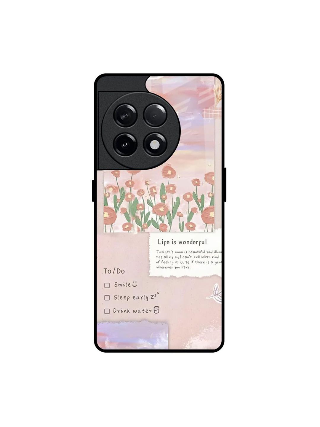 QRIOH Floral Printed Sleek & Lightweight Silicone OnePlus 11R 5G Glass Back Case-picture-20