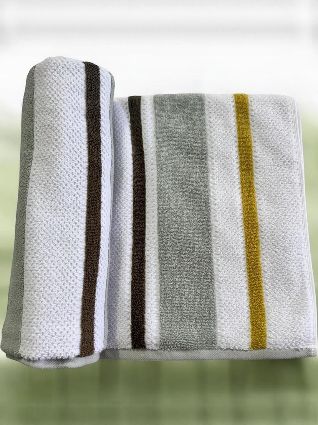 Wee Hours White & Black Striped Cotton 650 GSM Bath Towel-image-14
