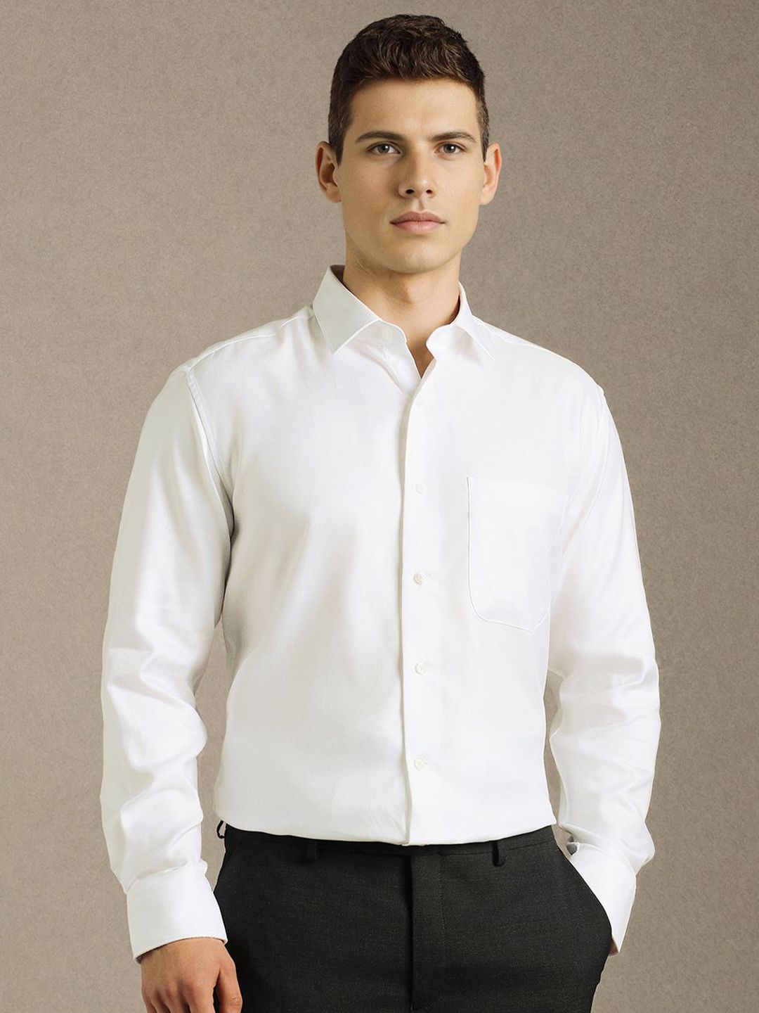 Luxure by Louis Philippe Men Solid Spread Collar Pure Cotton Formal Shirt-picture-33