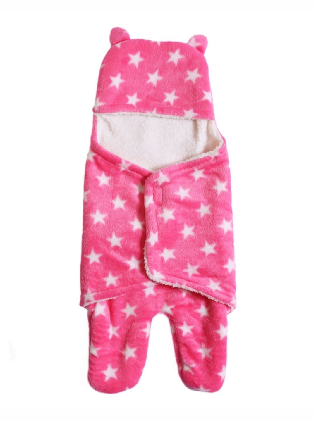 FIRST SLEEP Kids Pink & White Printed AC Room 210 GSM 3 In 1 Hooded Baby Blanket-picture-13