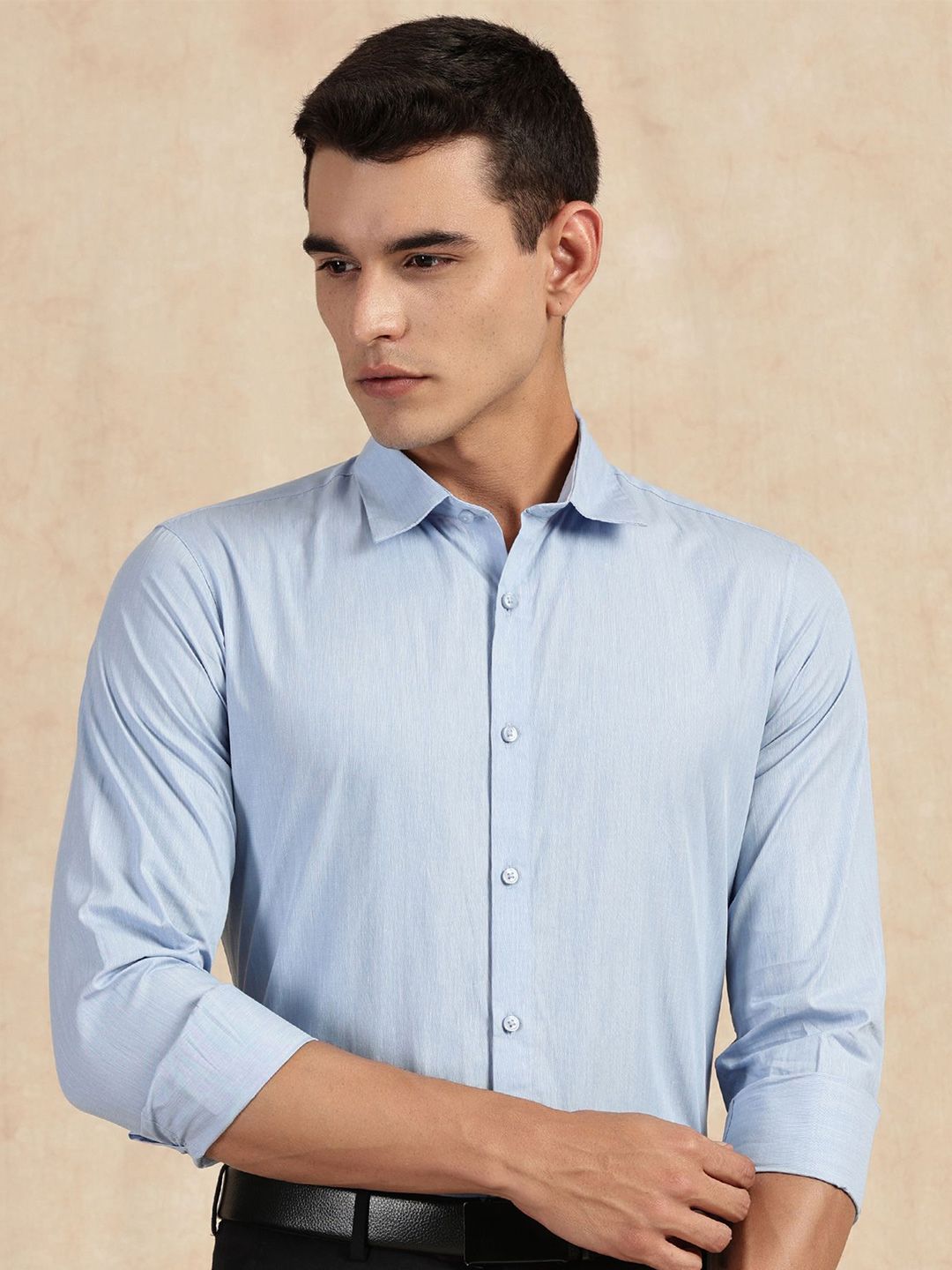 Thomas Scott Men Classic Slim Fit Solid Spread Collar Pure Cotton Formal Shirt-picture-14