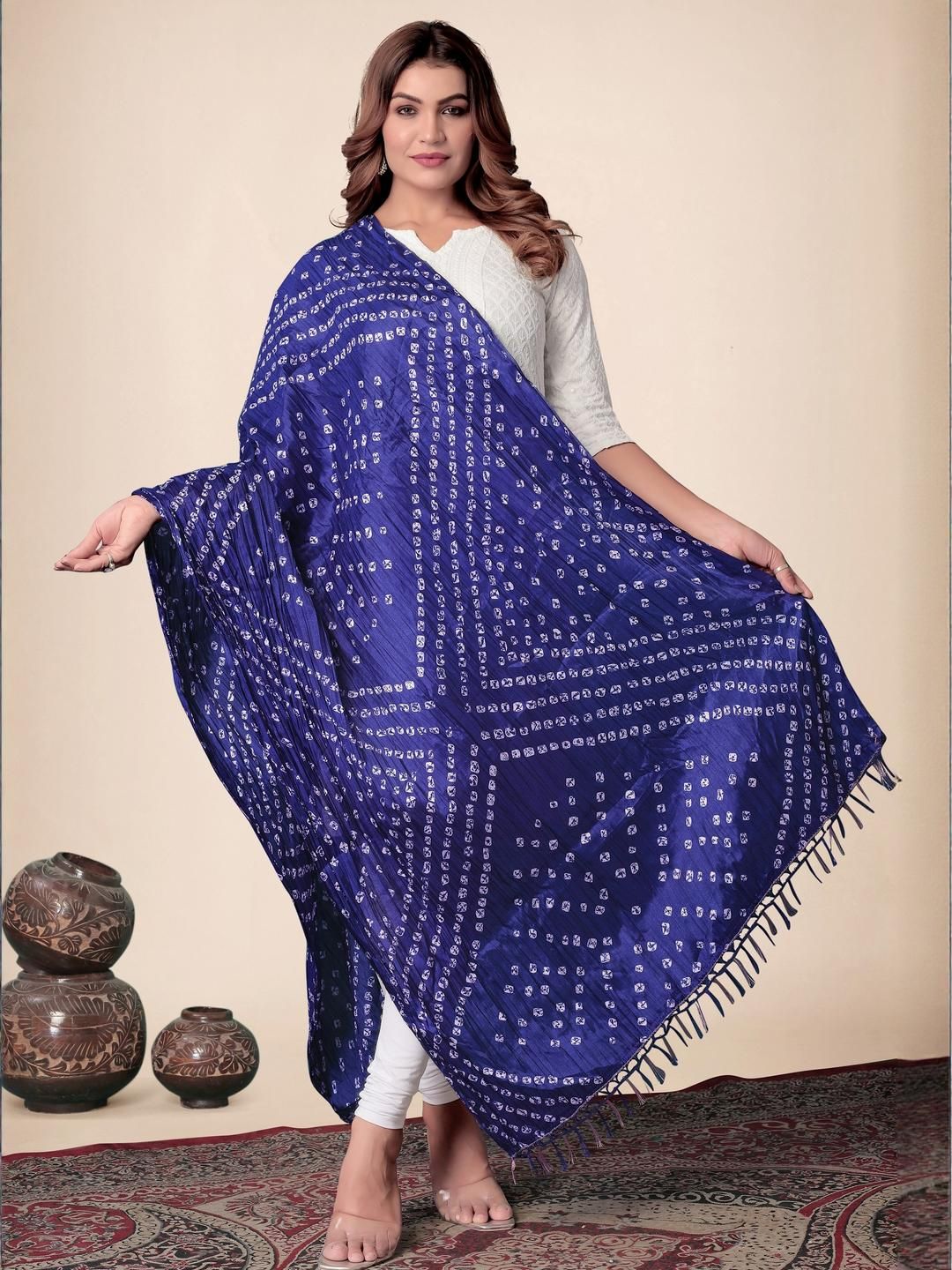 EBADAT Printed Blue Art Silk Dupatta-picture-20
