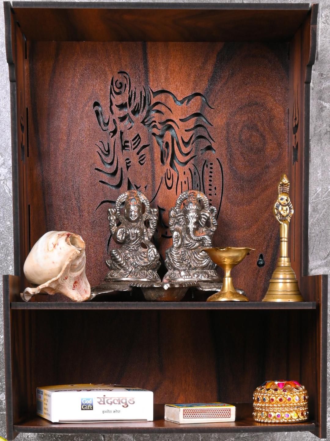 Gojeeva Brown Free Standing Without Door Home Temple