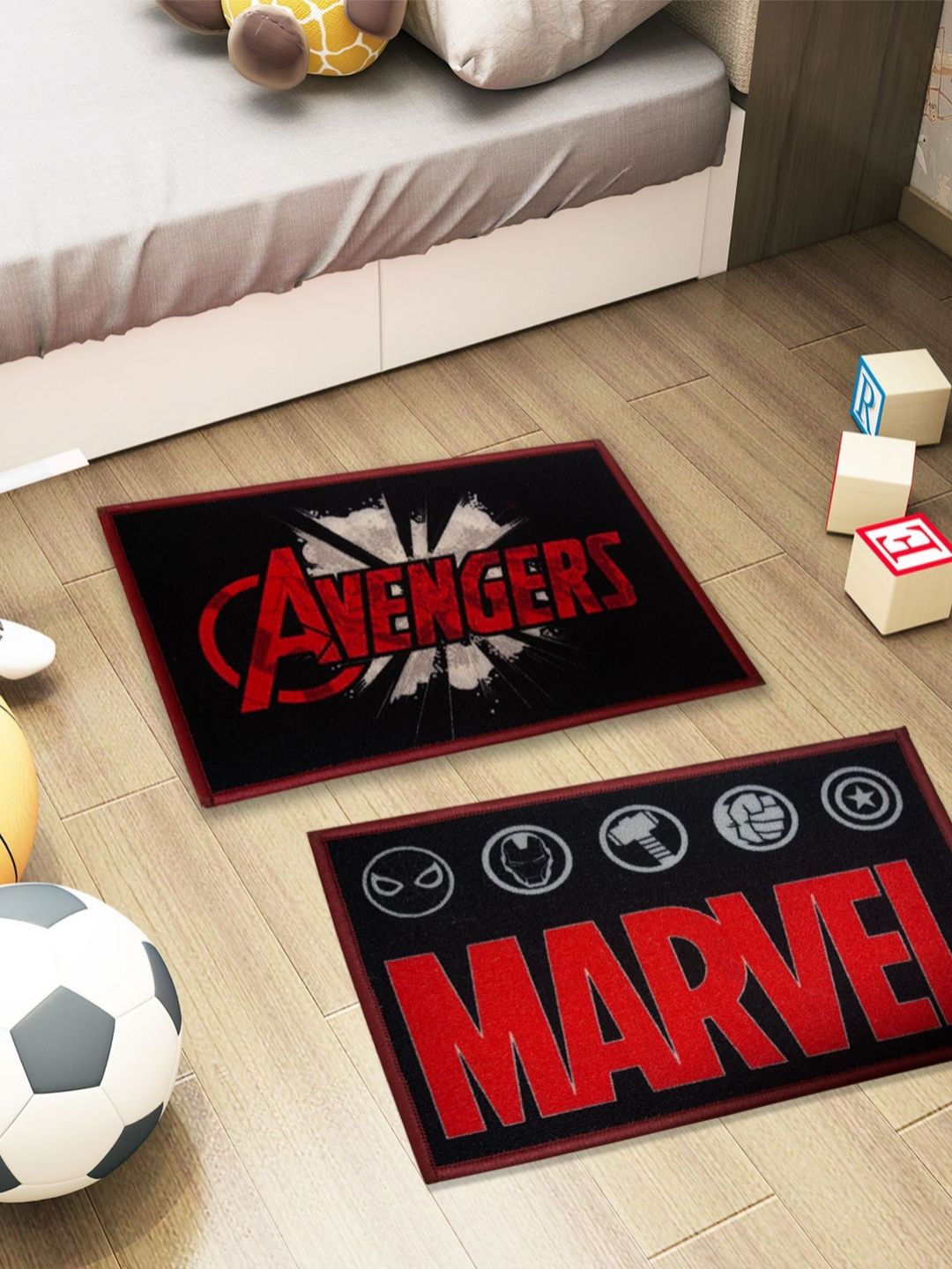 Athom Living 2-Pcs Black & Red Marvel Printed Anti-Skid Doormat-picture-28