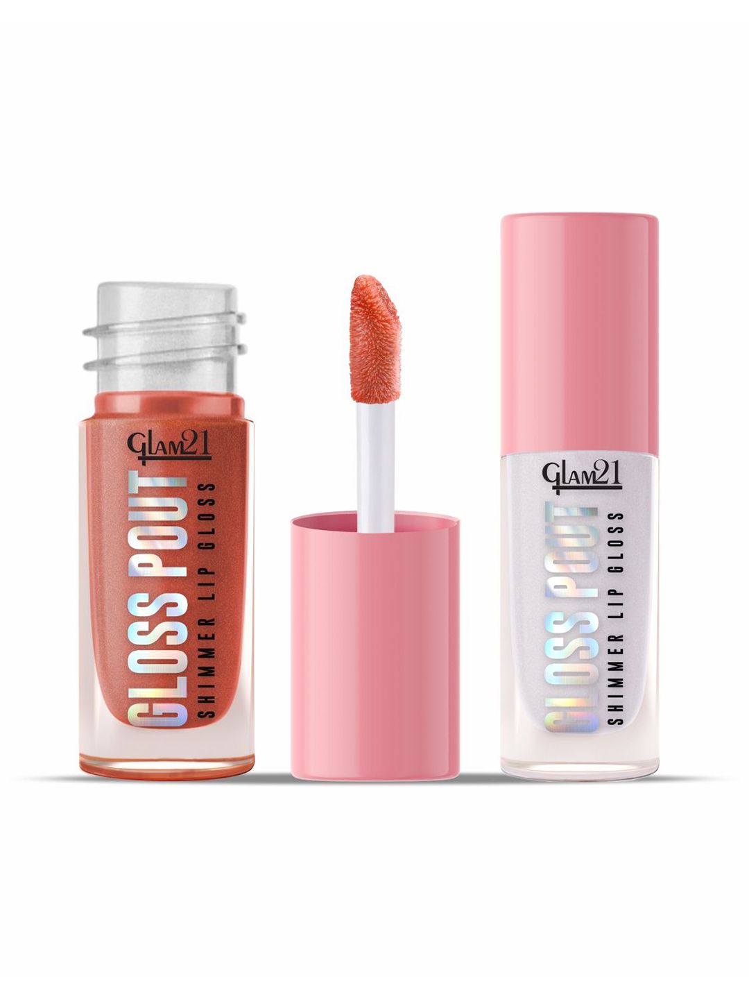 GLAM21 Set Of 2 Gloss Pout Shimmer Lip Gloss- 7 ml Each- Bare Nude & Crystal Kiss-picture-31