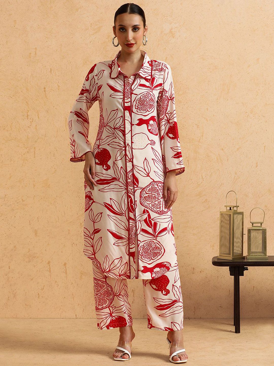 Anouk Women Floral Printed Kurta with Palazzo