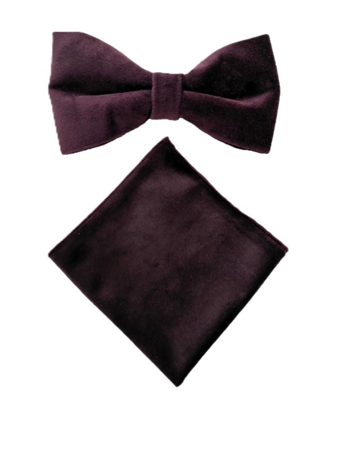 VOICI Burgundy Microfiber Solid Bow Tie-picture-26