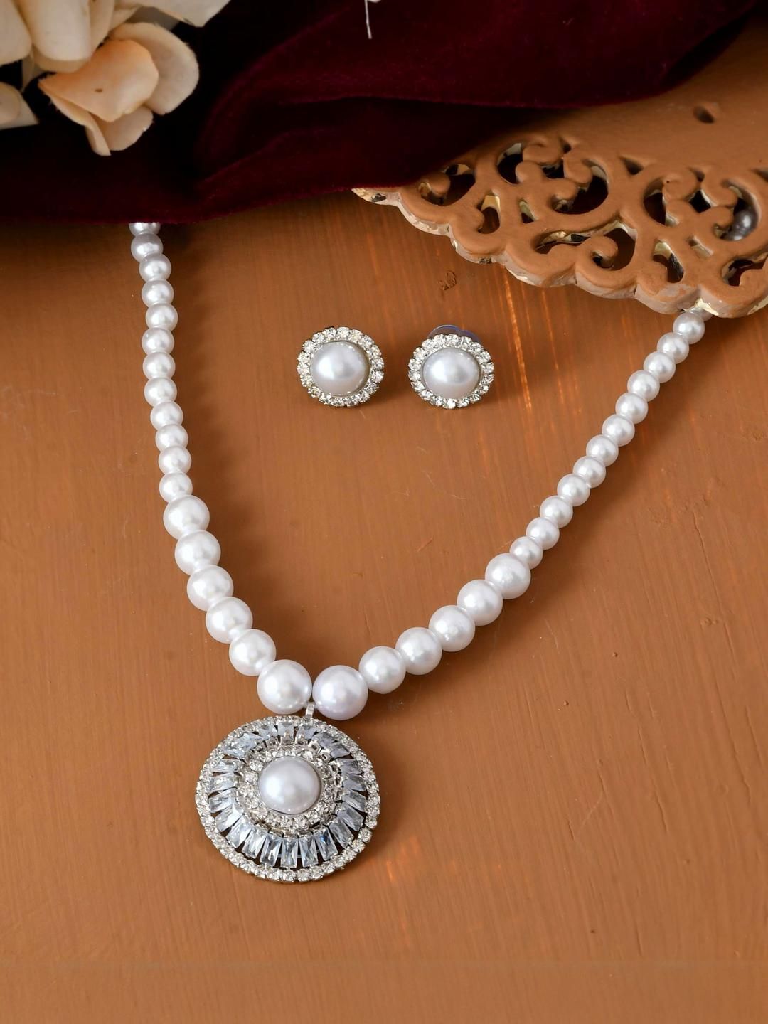 Anouk Silver-Plated Stainless Steel American Diamond Jewellery Set-picture-19