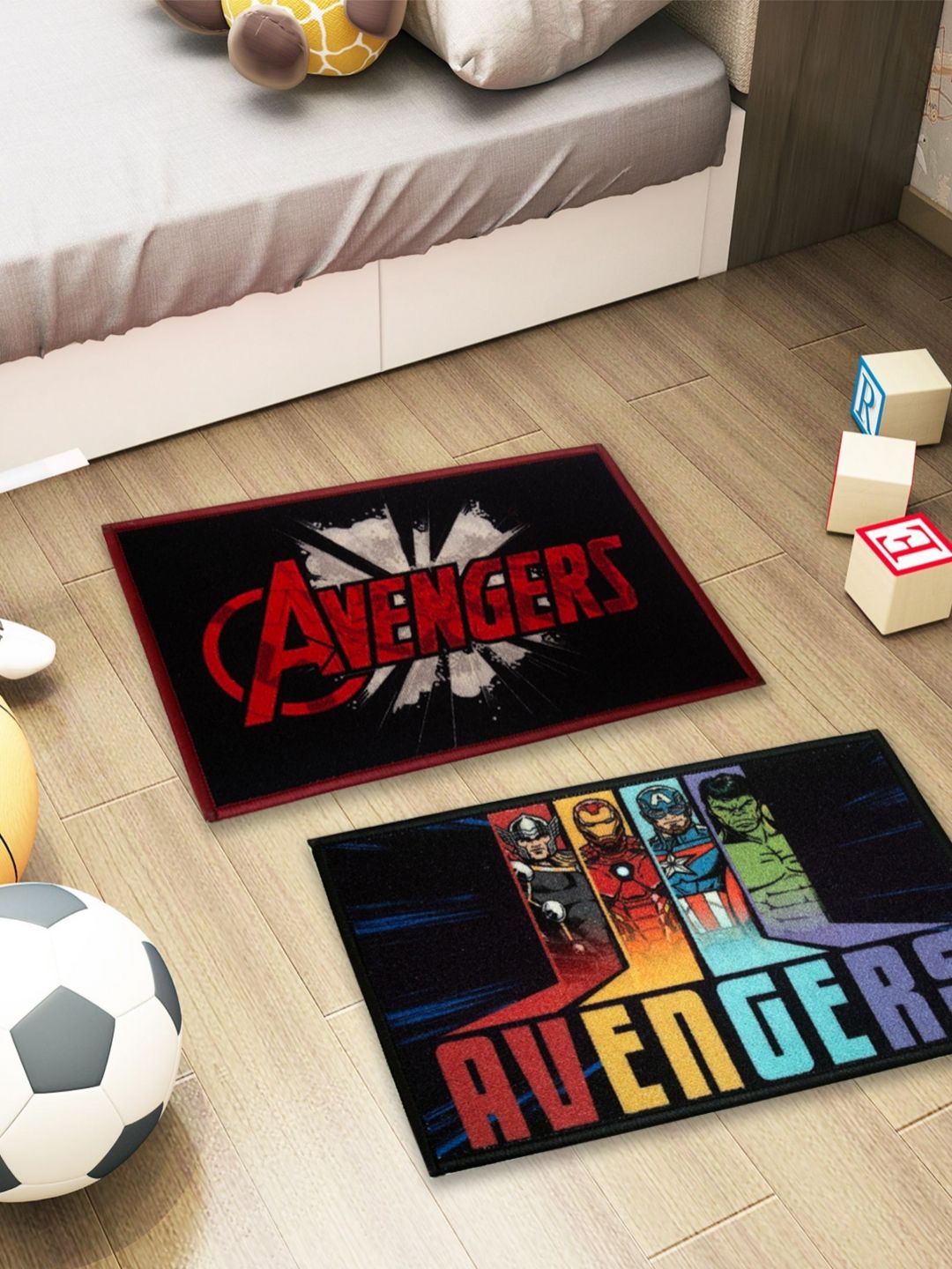 Athom Living 2-Pcs Black & Red Marvel Printed Anti-Skid Doormat-image-4