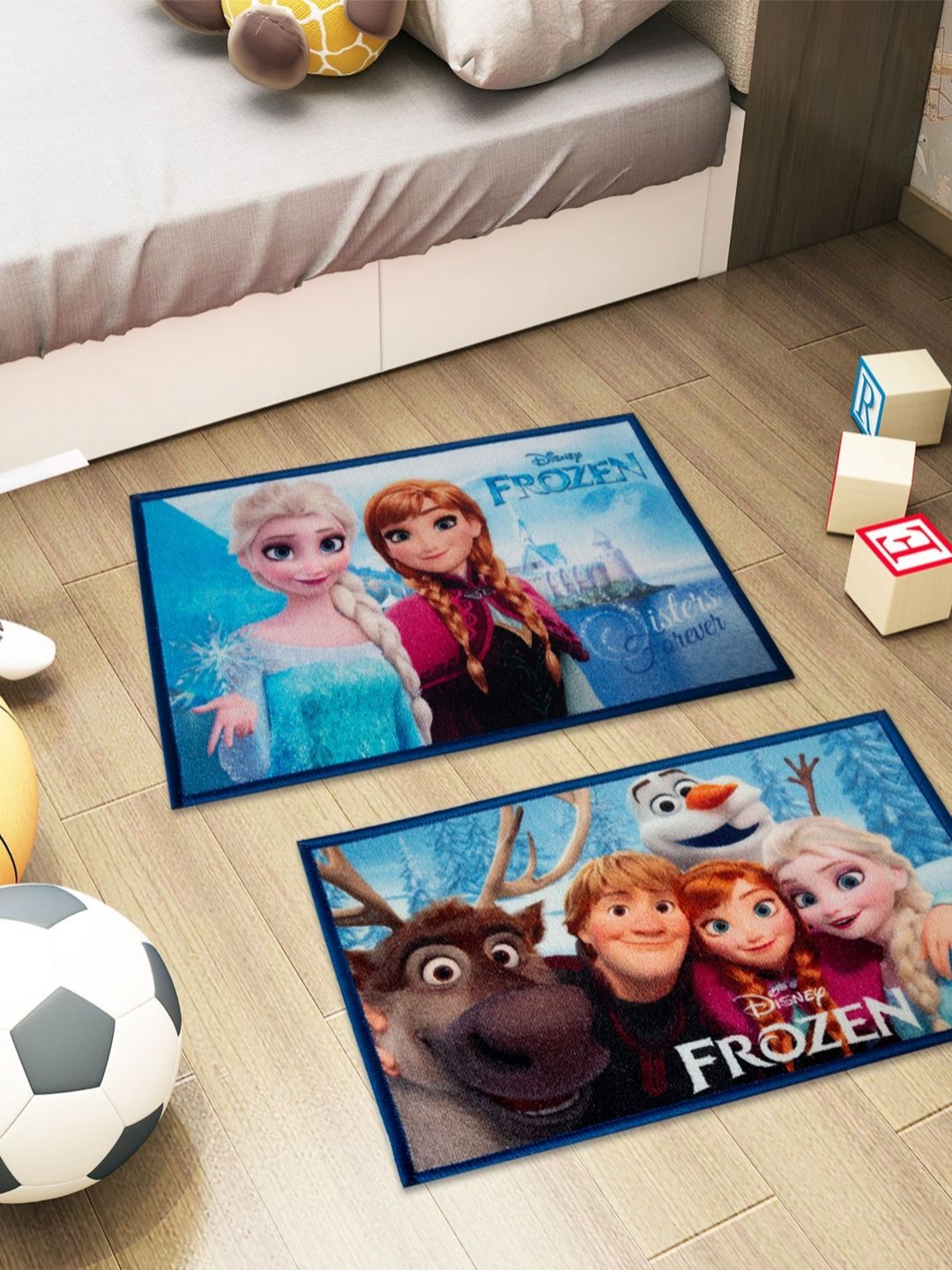 Athom Living 2-Pcs Blue & Pink Disney Forzen Printed Anti-Skid Doormat-picture-27