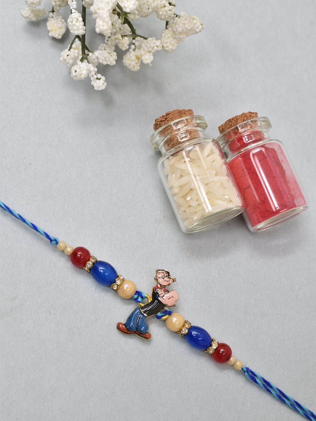 MEIRA JEWELLERY Stone Studded & Beaded Thread Rakhi With Roli Chawal-picture-41