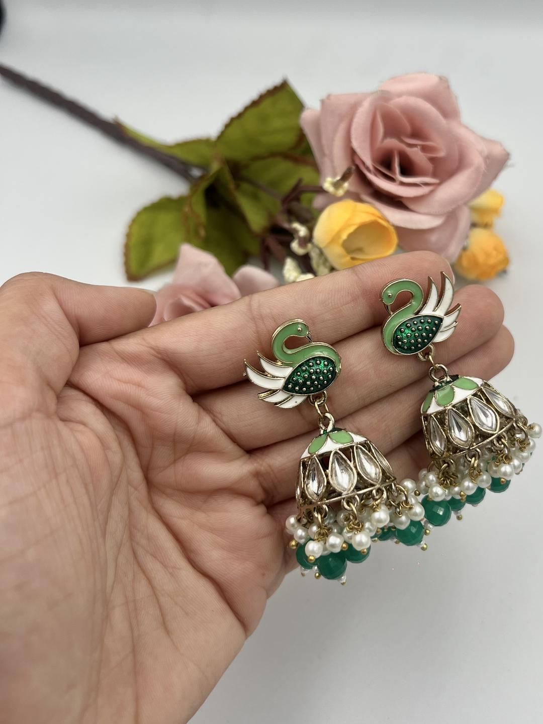 Fashion Theme Gold-Plated Brass Jhumkas Earrings-picture-28