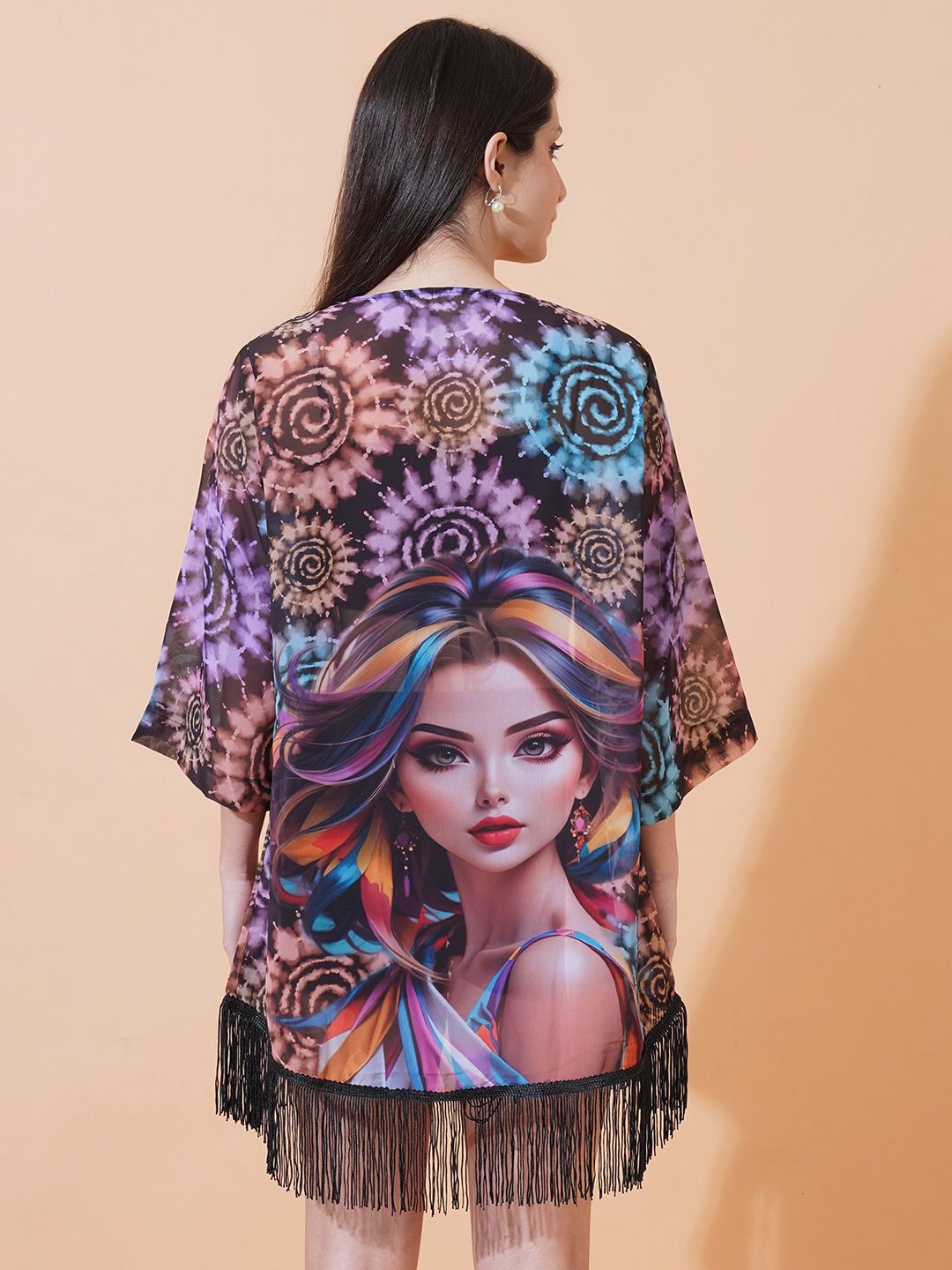 ARV TRENDS Printed Mandarin Collar Waterfall Georgette Shrug-picture-57
