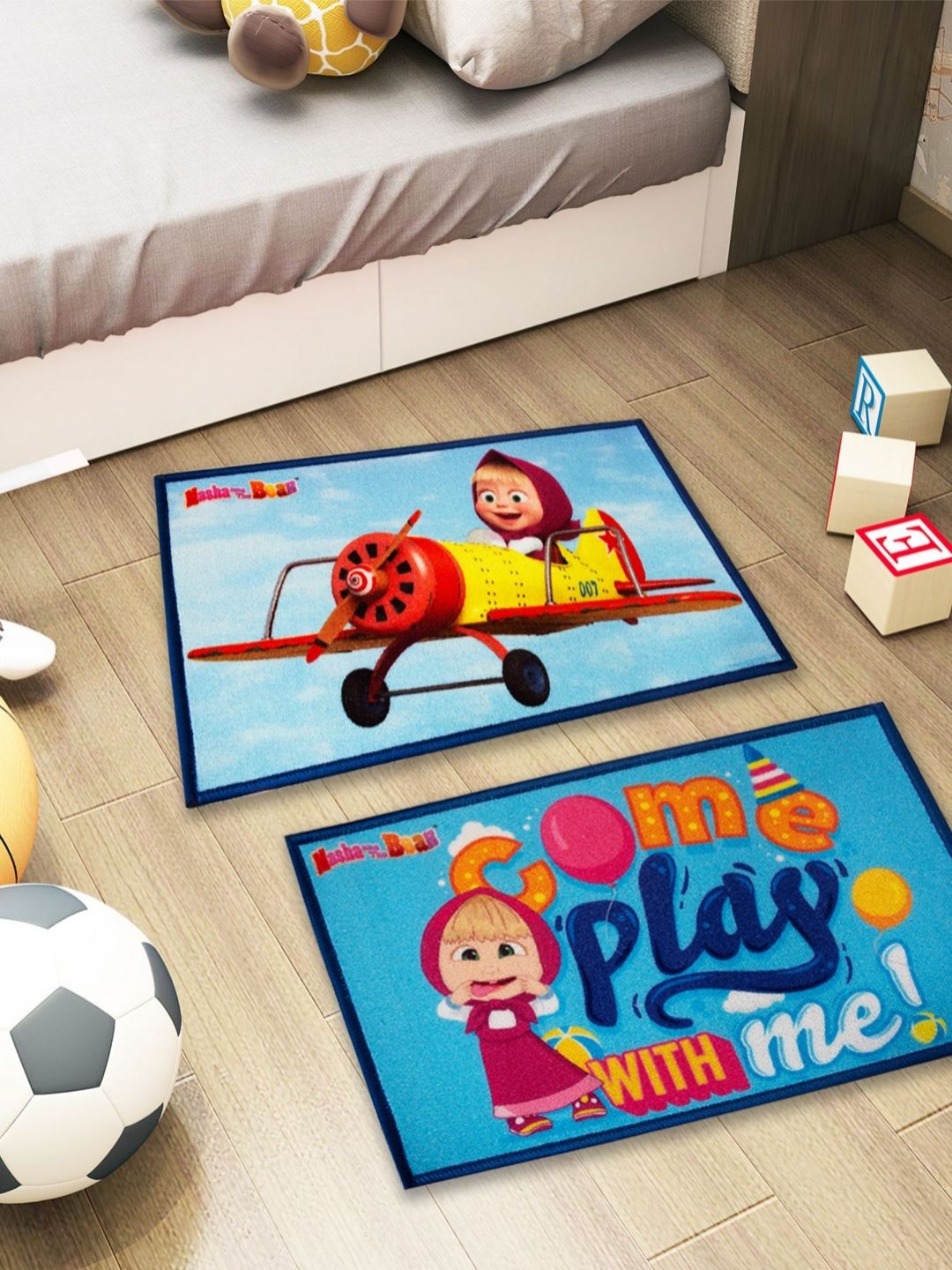 Athom Living 2-Pcs Blue & Orange Printed Anti-Skid Doormat-picture-28