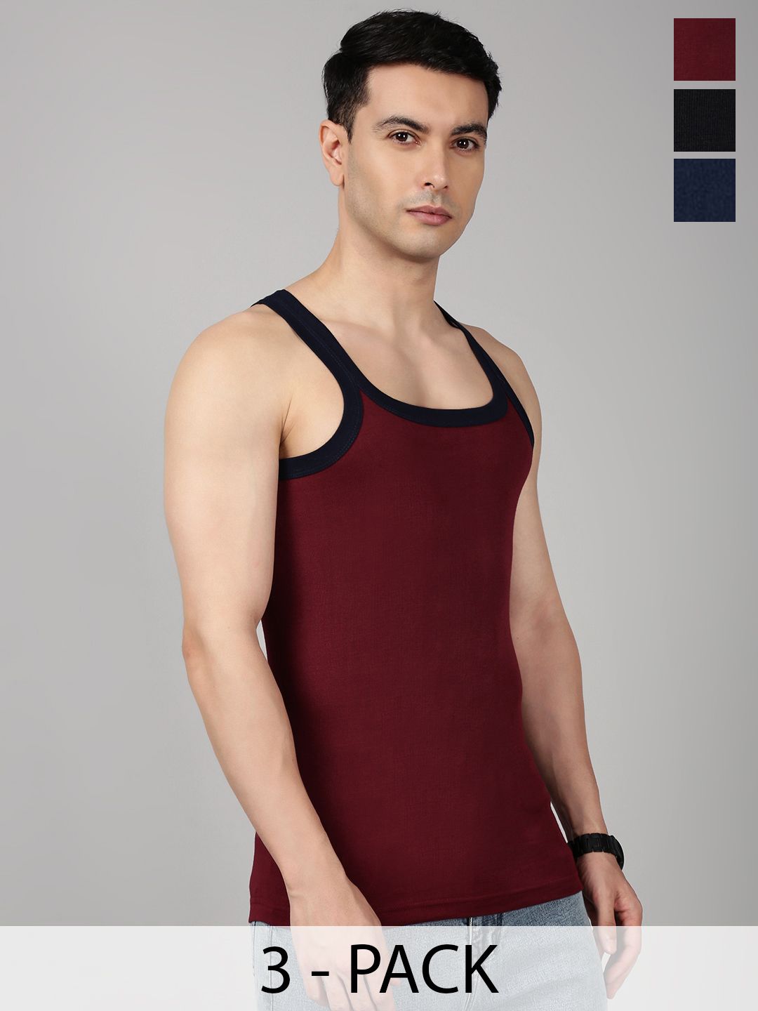LUX PARKER Pack Of 3 Pure Cotton Gym Vests LUX_PARKER_1500_GYM_VEST_COL_3PC-picture-13