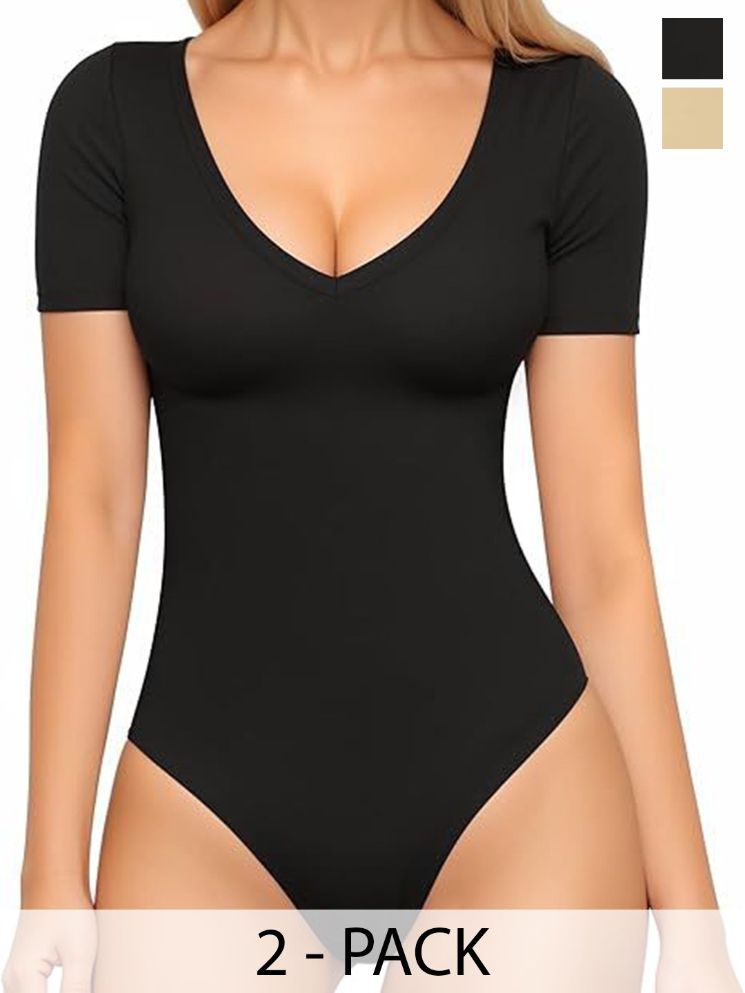 TRENDY ERA Pack Of 2 V-Neck Bodysuits-picture-29
