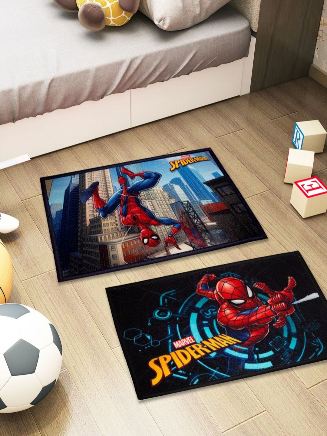 Athom Living 2-Pcs Blue & Pink Marvel Printed Anti-Skid Doormat-image-17