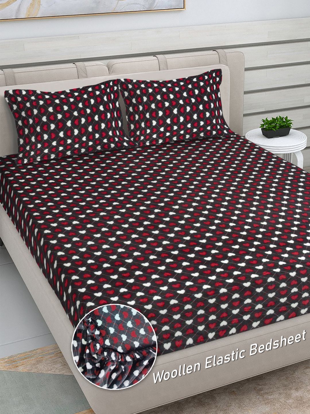 Myntra Elegant Homes Black & White 300 TC King Bedsheet with 2 Pillow Covers-picture-15