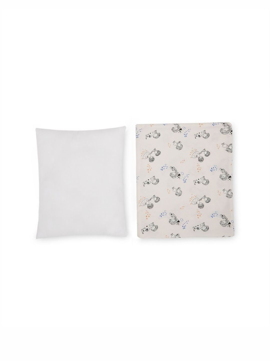 Portico Infants Kids White & Grey 2 Pieces Fibre Filled Cotton Lightweight Baby Pillows-picture-6