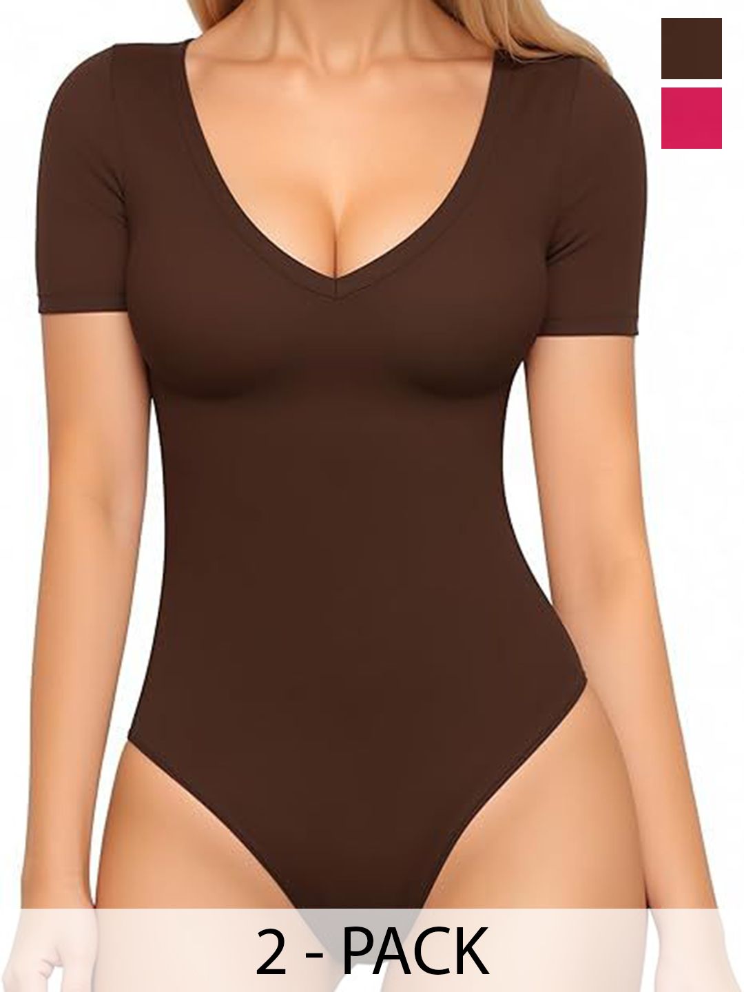 TRENDY ERA Pack Of 2 V-Neck Bodysuits-picture-21