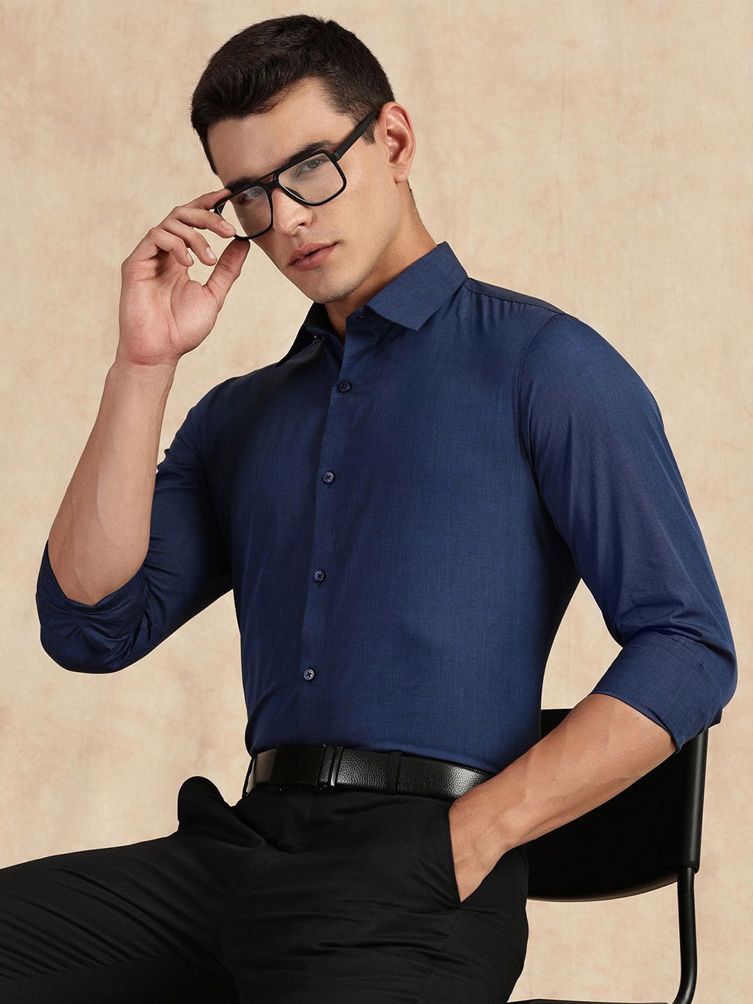 Thomas Scott Men Classic Slim Fit Solid Spread Collar Pure Cotton Formal Shirt-picture-15