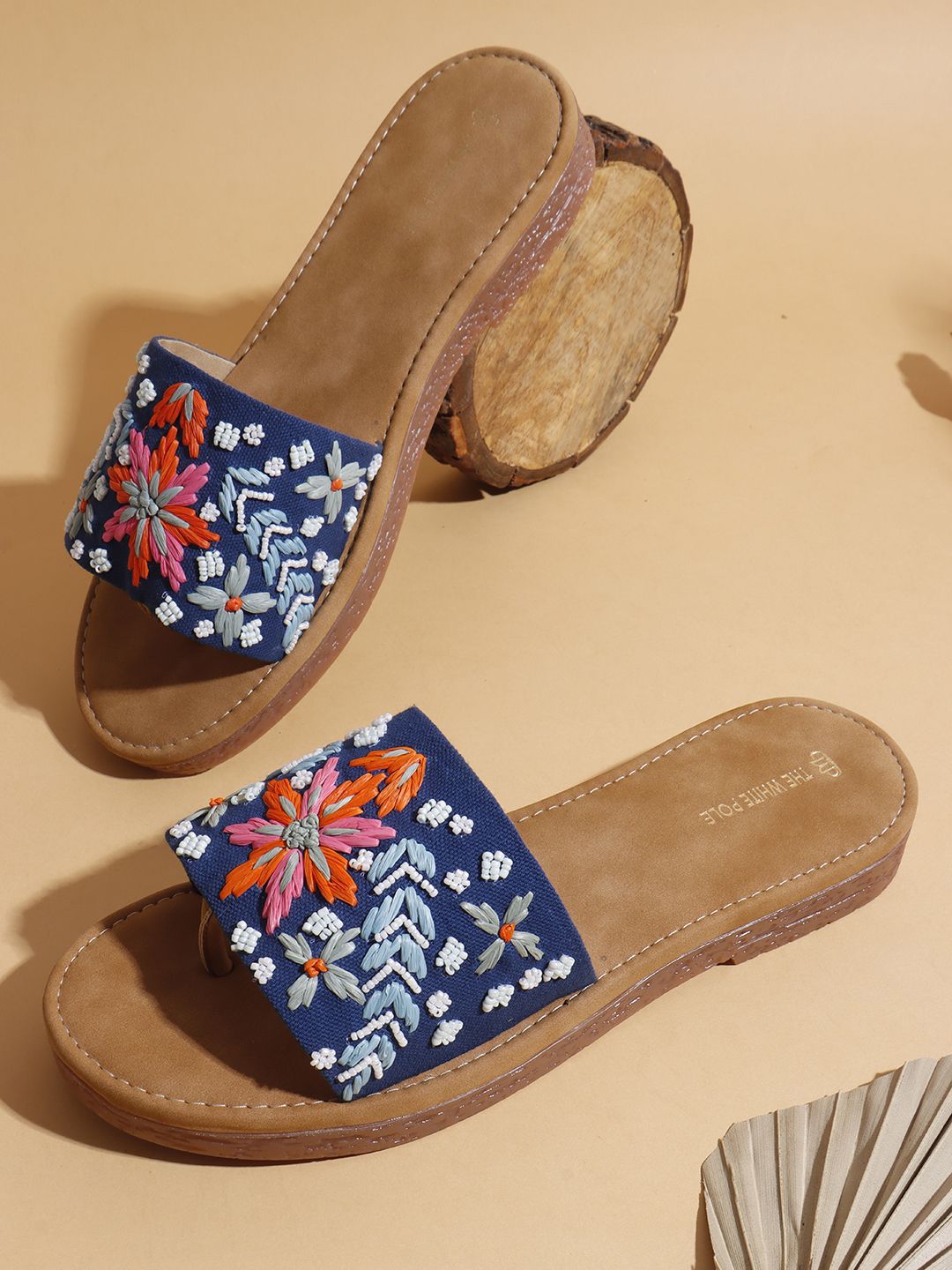 THE WHITE POLE Women Elegant Embroidered Open Toe Flats-picture-38