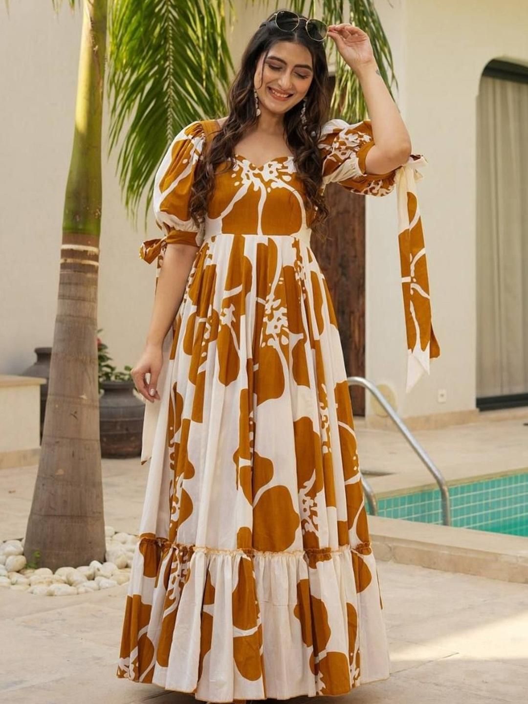 Fashion2wear Mustard Viscose Rayon A-Line Dresses