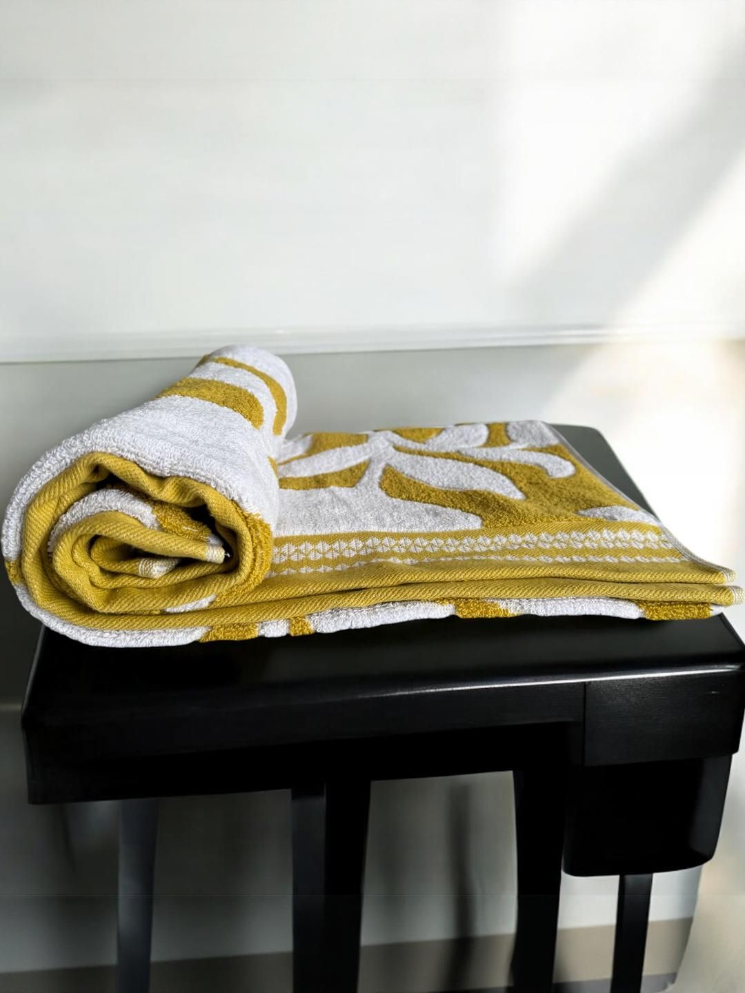 Wee Hours Mustard Printed Cotton 650 GSM Bath Towel-image-17