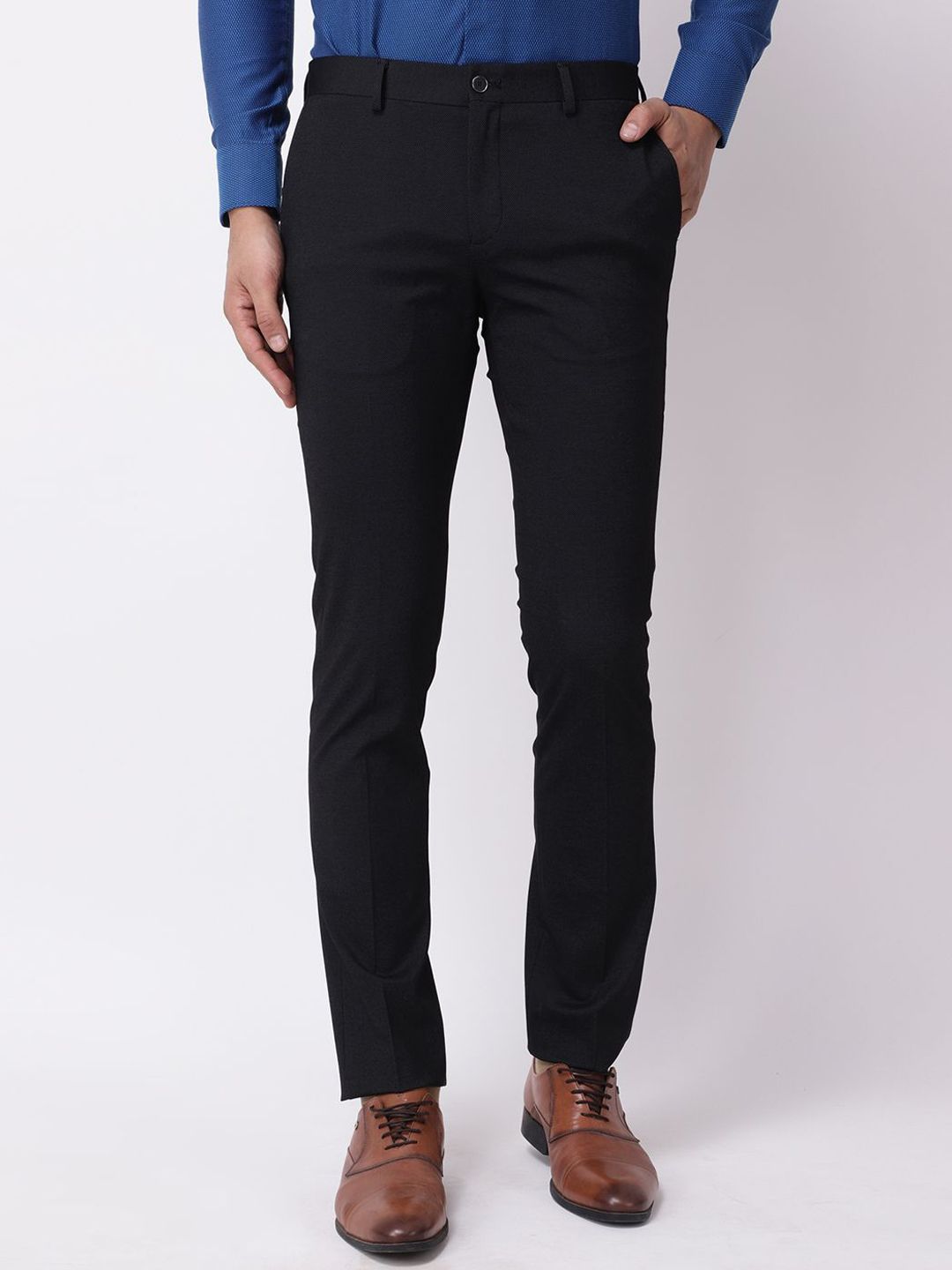 Blackberrys Men B-95 Regular Fit Mid-Rise Formal Trousers