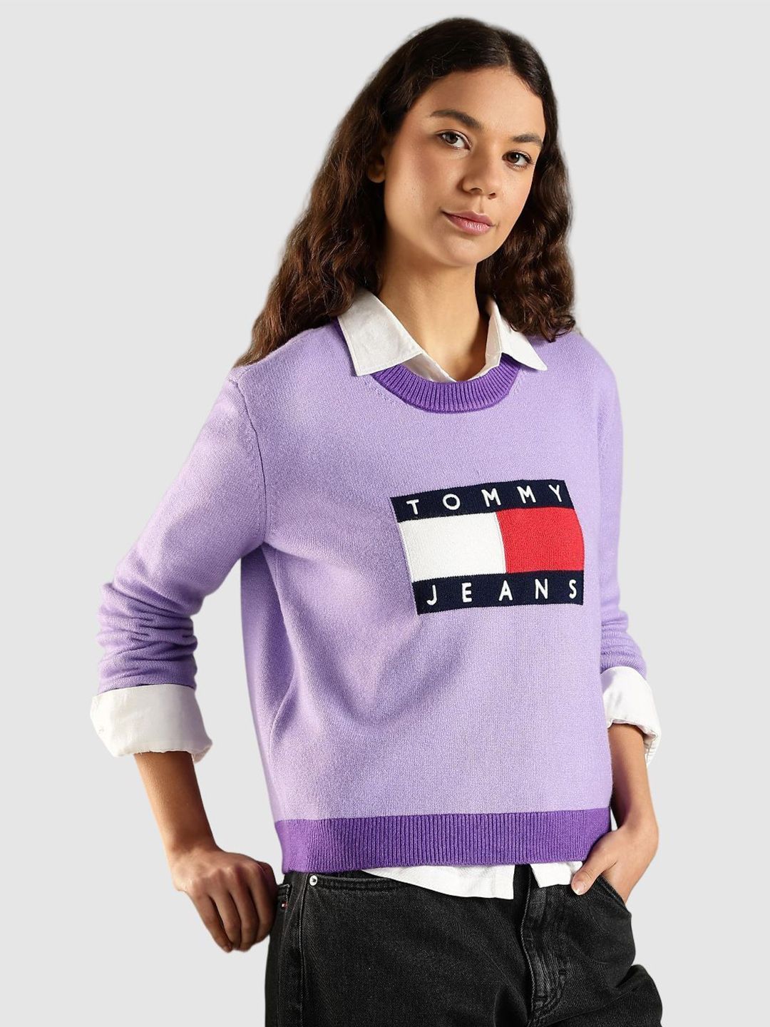 Tommy Hilfiger Women Brand Logo Printed Relaxed Fit Crew Neck Sweatshirt-picture-44
